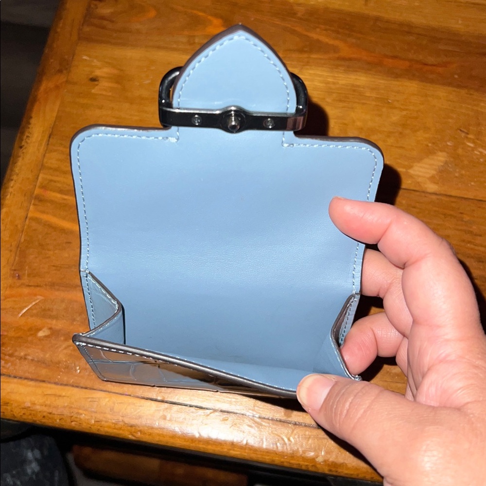 Coach Sky Blue Croc-Embossed Wallet - Picture 3 of 5